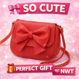 🎀 Cat & Jack Girls Red Bow Purse Crossbody Cute Kids Handbag NWOT Gift